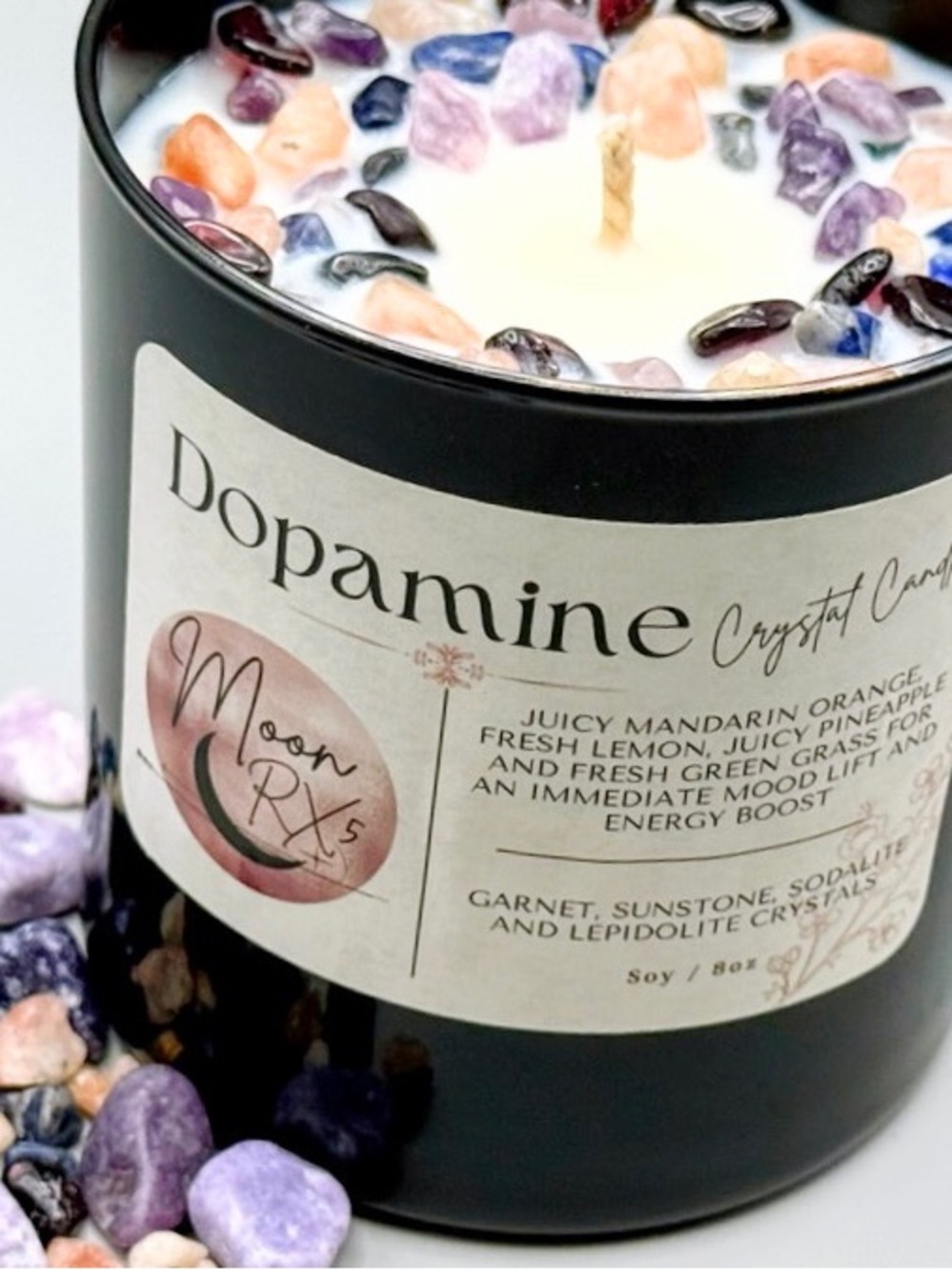 Energizing *Dopamine Crystal Candle* citrus candle healing crystals mood boost - Picture 3 of 6
